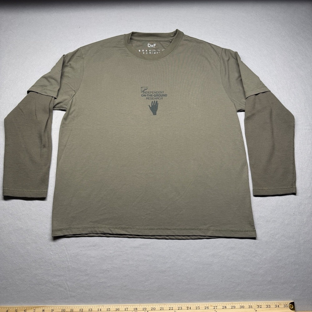 Denim & Flower Ricky Singh Boxy Fit Men's Large Olive Long Sleeve